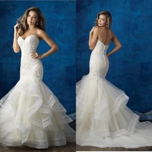 Allure Bridal Wedding Mermaid Lace Tulle Gown 9364 Size 8